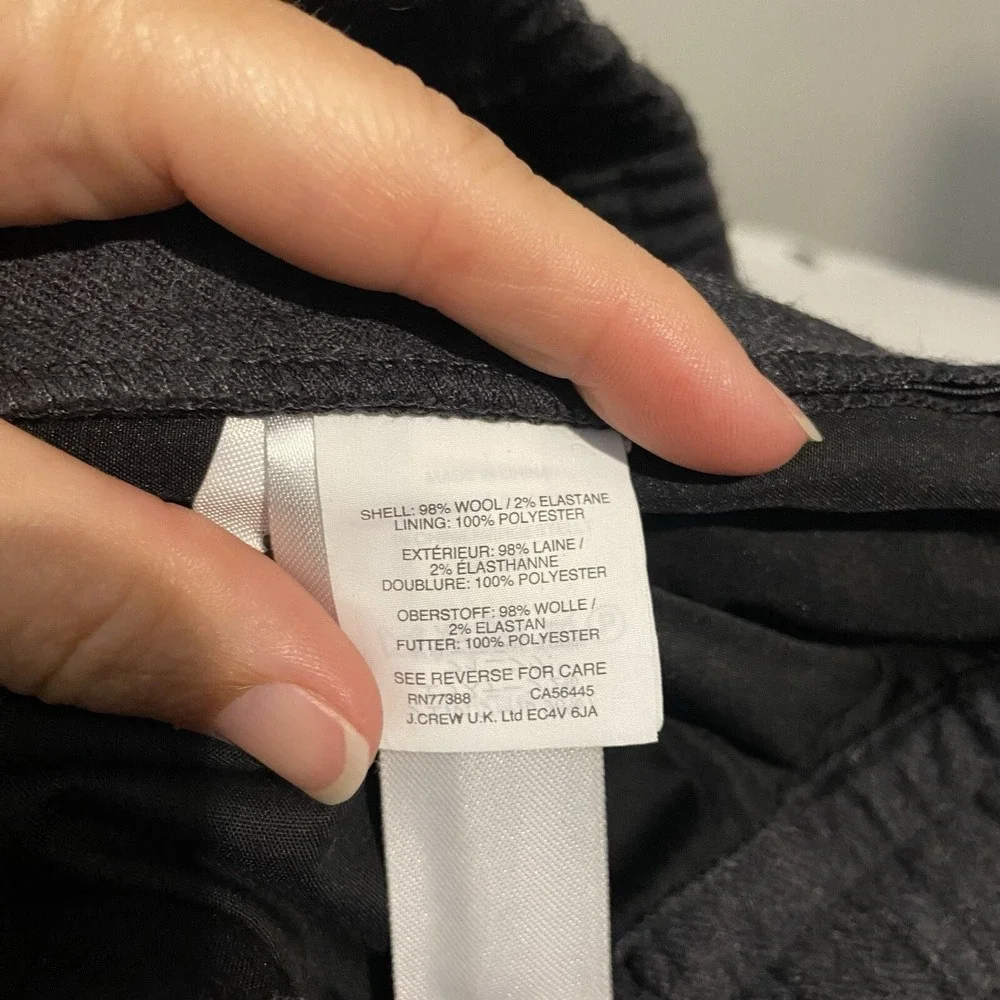 J.Crew Men's Charcoal Gray Elastic Drawstring Waist Wool Pants Size 34 X 30.5
